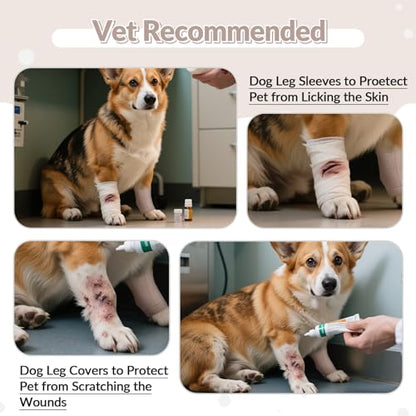 ROZKITCH 4 PCS Dog Front Sleeve to Help Reducing Licking Scratching Elbow - color: Cinnamon, size: M-Leg Girth: 2.67in