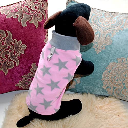 Dog Sweater, Soft Fleece Vest with Leash Ring Pullover Jacket Winter Pet Dog Clothes for Puppy Small Dogs Cats Teddy Chihuahua Yorkshire for Christmas (Small (Pack of 1), Pink Star) | Winter Jacket,Pet Clothing,Dog Clothes,Puppy,For Small Dogs Cats,Teddy,