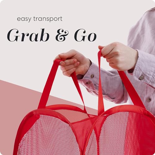 Handy Laundry Collapsible Mesh Pop Up Laundry Hamper 14 x 13 x 24 in, Red - color: Red, 1-PACK