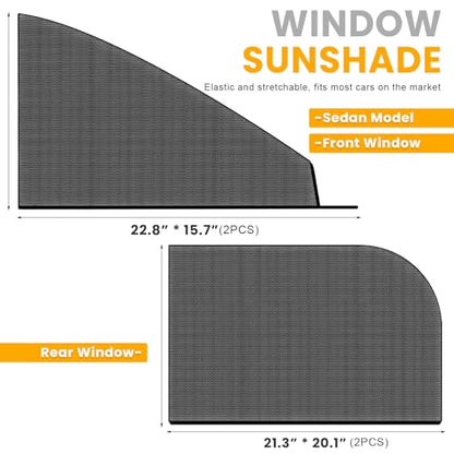 Car Window Shades, UV Protection Vehicle Front Rear Side Mesh Sunshade Curtains, Breathable Heat Block Window Screen Cover Fits for Most Cars, Car Accessories (Car F2+R2, 4 PCS) - color: Car Front 2 PCS+ Rear 2 PCS
