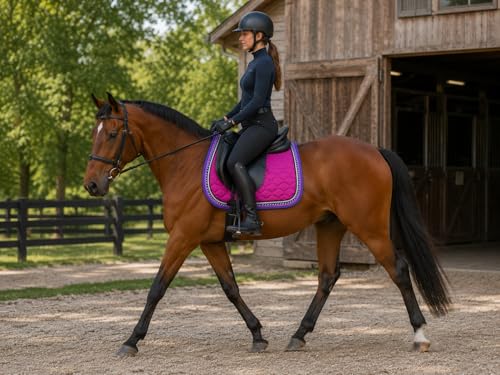 Horse Quilted ENGLISH SADDLE PAD Trail Dressage 72Dressage - color: Magenta/Purple