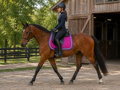 Horse Quilted ENGLISH SADDLE PAD Trail Dressage 72Dressage - color: Magenta/Purple