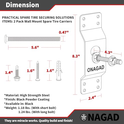 Wall Mount Spare Tire Carriers 2 Pack, Upgraded Spare Wheel Holder Mounts - size: 2 Pack