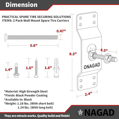 Wall Mount Spare Tire Carriers 2 Pack, Upgraded Spare Wheel Holder Mounts - size: 2 Pack