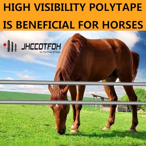 1 INCH Electric Fence Polytape, 8 Strands of Electrical Conductors Poly Electric Fence Tape, 656 Feet Roll, 1 Inch Wide White and Black Poly Tape Electric Fence