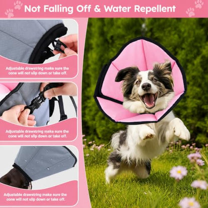 Soft Dog Cone Collar for Large Dogs After Surgery Adjustable - color: Pink, size: M (Neck Girth: 9.5-12.7in)