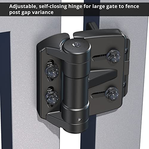 D&D TCAMA1 TruClose Mult-Adjust Gate Hinge Square Gates, Black, 2 pcs | 3-way adjustable gate hinge, self-closes square post metal, wood, vinyl gates up to 55 lb, Black, comes with 2 hinges - color: Black, size: For Square Posts, Gate Gap up to 1.5 in