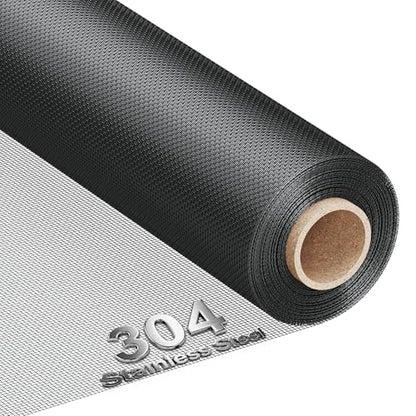 MAGZO 304 Stainless Steel Mesh Window Screen Roll 47in x 10ft - 22 Mesh - color: Black, size: 47" x10FT
