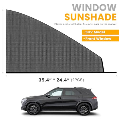 Car Window Shades, UV Protection Vehicle Front Rear Side Mesh Sunshade Curtains, Breathable Heat Block Window Screen Cover Fits for Most Cars, Car Accessories (SUV Front, 2 PCS) - color: SUV Front 2 PCS