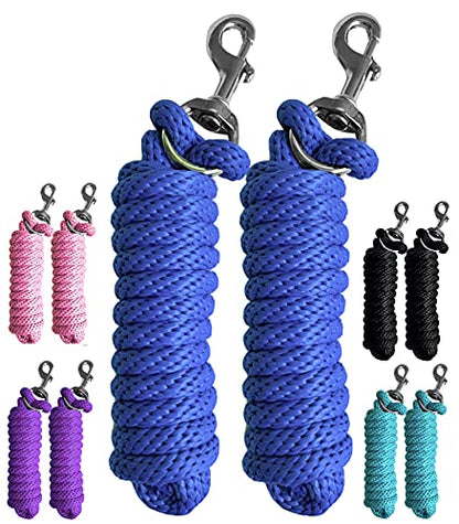 Majestic Ally Pack of 2 Solid Poly Lead Rope for Horses & Livestock – 10 Foot Long and 5/8 inch Thick - Replaceable Heavy-Duty Bolt Snap – Handmade – Soft, Broken in Feel (Royal Blue) - color: Royal Blue