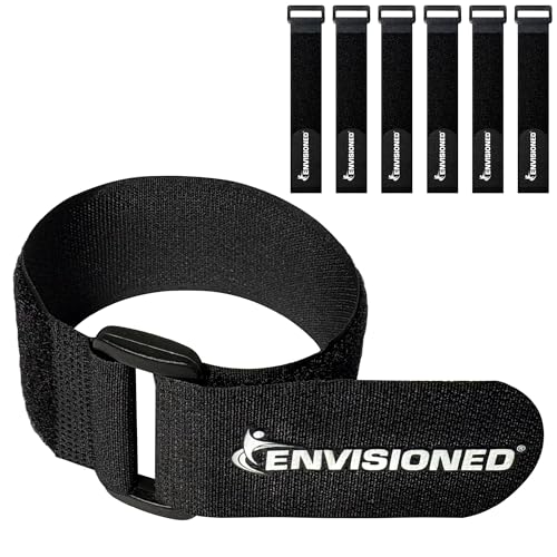 ENVISIONED Reusable Cinch Straps 2" x 40" - 6 Pack, Multipurpose Strong Gripping, Quality Hook and Loop Securing Straps (Black) - size: 2" x 40"