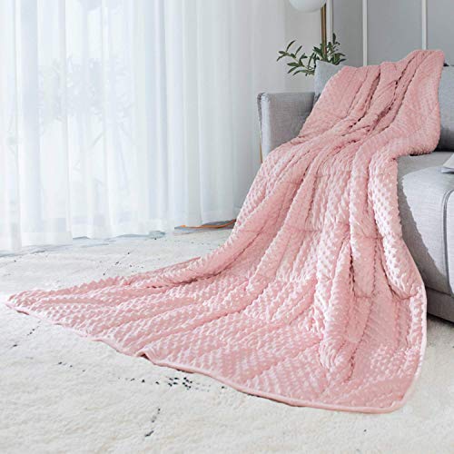 ALANSMA Reversible Weighted Blanket for All Season, Luxury Velvet, Warm and Cool, Adult 15Lb Weighted Blanket, Enjoy Sleeping Anywhere(Pink, 48''x72''15lbs) - color: Pink, size: 48''x72'' 15lbs