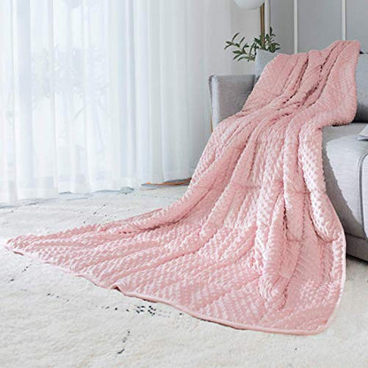 ALANSMA Reversible Weighted Blanket for All Season, Luxury Velvet, Warm and Cool, Adult 15Lb Weighted Blanket, Enjoy Sleeping Anywhere(Pink, 48''x72''15lbs) - color: Pink, size: 48''x72'' 15lbs