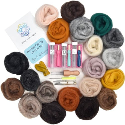 Living Dreams Yarn Needle Felting Premium Starter Kit, Animal Colors - color: Needle Felting Kit - Critter Colors