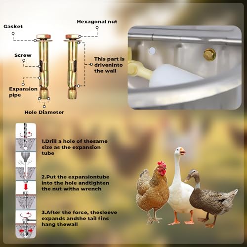 Chicken Coop Accessories, Automatic Water Dispenser Kit with Pipe and Float Ball Valve, Chicken Waterer, Watering System for Chick, Hen, Duck, Geese, Turkey, and Other Poultry