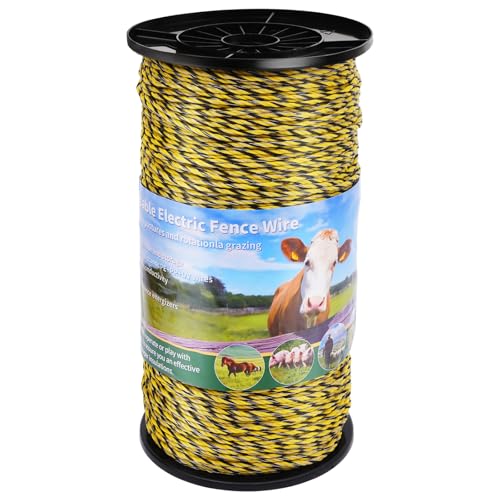 1640ft Electric Fence Wire, 9-Strand Stainless Steel, 1/8" Diameter | 9 Strands 304 stainless + 30 polywire; 330lb break; High conductivity; UV resistant; for solar fence, horses, cattle, goats - size: 1640 Feet