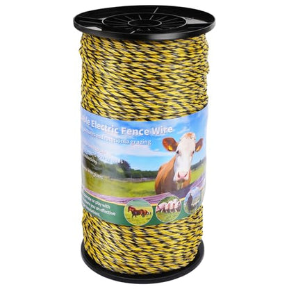 1640ft Electric Fence Wire, 9-Strand Stainless Steel, 1/8" Diameter | 9 Strands 304 stainless + 30 polywire; 330lb break; High conductivity; UV resistant; for solar fence, horses, cattle, goats - size: 1640 Feet