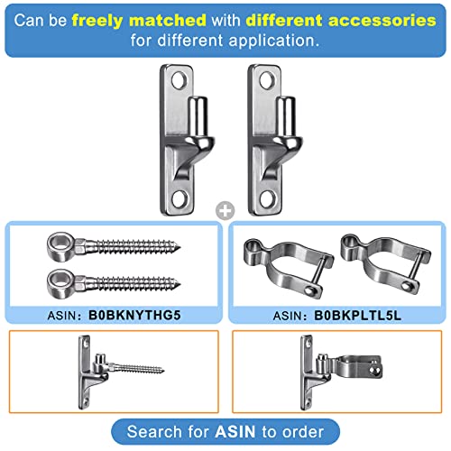 Insaga 304 Stainless Steel Gate Hinges 2 Pcs, Heavy Duty Wall Mount Hinges with 5/8" Pin, One-Piece Casting Farm & Chain Link Fence Gate Hardware - color: Silver-SS-2Pcs-Pin