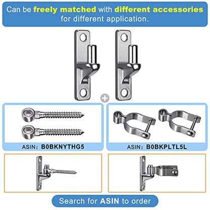 Insaga 304 Stainless Steel Gate Hinges 2 Pcs, Heavy Duty Wall Mount Hinges with 5/8" Pin, One-Piece Casting Farm & Chain Link Fence Gate Hardware - color: Silver-SS-2Pcs-Pin