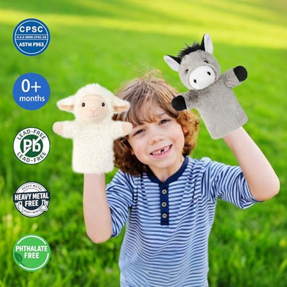 Donkey Hand Puppet Stuffed Animal Plush Toy Storytelling for Kids and Adult - color: Donkey