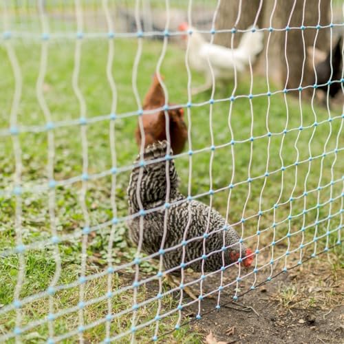 48" x 164' Electric Poultry Netting with Double Spiked Fiberglass Posts | Electric Fence for Chickens in Backyards, Homesteads, Farms and Ranches