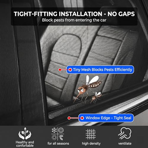 2 Pack Stretchy Mesh Car Front Side Window Shades, Bug UV Protection Mosquito Net, Breathable Blackout Privacy Baby Car Window Screens, Universal 95% Cars SUVs Camping Accessories - size: Front Side Window Shade