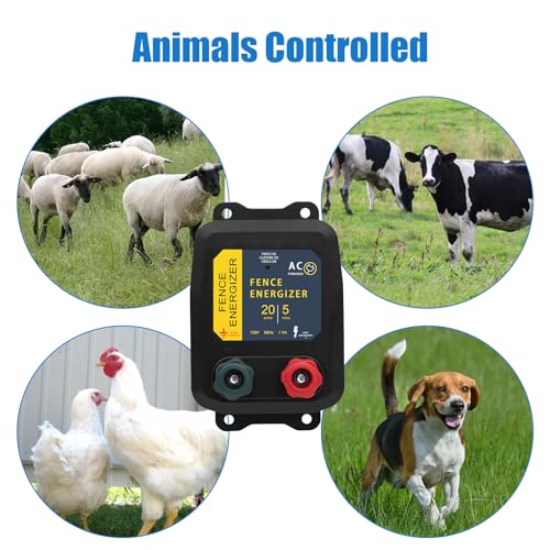 Electric Fence Charger, 5 Mile Electric Fence Energizer,Electric Fence for Preventing Wild Animals Intruding - color: 5 MILE, size: 2/5 MILE SET