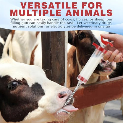 Threlaco 100ml 2 Pcs Drench Gun for Goats, Sheep & Cattle, Red - color: Red, size: 100ml