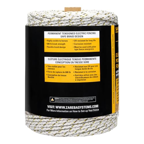 Zareba Elite Electric Polybraid Fence for Horses - 1000 ft, Highly Visible Electric-Horse Fence, 4 Tinned Copper Strands, Polybraid, EL1000C4-Z (Pack of 2) - size: 1000 ft. (Pack of 2)