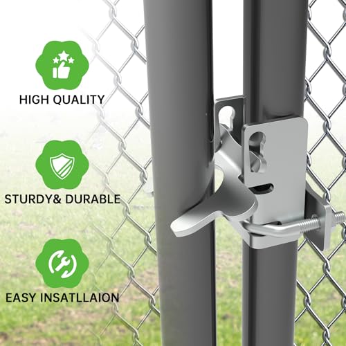 Kennel Gate Latch Butterfly Latch Kennel Gate Latch for 1-3/8'' Chain Link Dog Kennel Gate Latch for Kennel Gate Frame, with U-Bolt & Nuts (2 Pack)