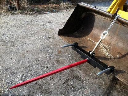 Front Loader Bucket Hay Bale Spear Attachment w/ 43" Bale Spear & Stabilizer Spikes, Rated 3000 LB - size: 1 x 43"