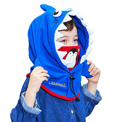 TRIWONDER Kids Winter Hats Balaclava Ski Mask for Boys Girls Toddlers Windproof Adjustable Cold Weather Face Mask Neck Warmer - color: Small Animal - Blue Shark