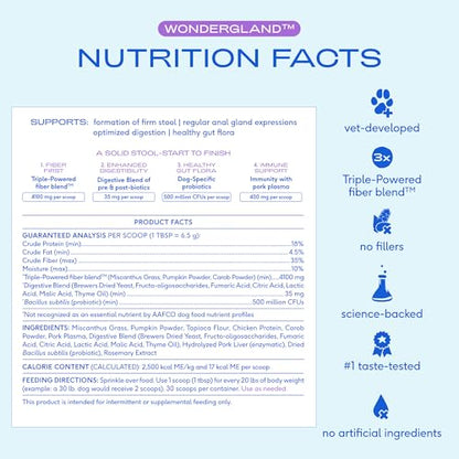 Native Pet WonderGland - Dog Anal Gland Supplement - Promotes Firm Stools, Natural Gland Expression to Help Reduce Scooting - Fiber Food Topper with Miscanthus Grass, Pumpkin & Probiotics - 30 Scoops - size: 30 Servings