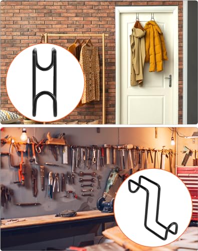 QWORK 4 Inch Tack Hook Set - 4 Pack Heavy Duty Black Horse Halter Rack, Over Rail Bridle Hooks Anti-Rust Coated Metal Hooks for Horse Bridle, Water Bucket Hangers, Stable and Barn Organization