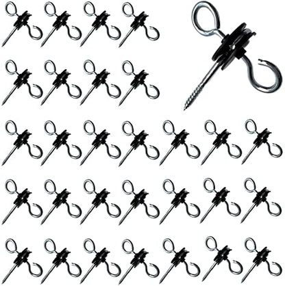 30 Pack Electric Fence Gate Handle Screw in Insulated Anchor Insulators with Double Hook / 2-Rings for Electric Fence Wood Post and Electric Fence Gate Livestock Fence Agricultural Fencing and Pasture - style: PK30 Gate Anchor Screw in Insulators