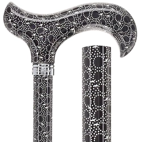 Royal RC Canes Walking Sticks for Men and Women - Stylish Designer Fashionable Adjustable Derby Canes - Lightweight Aluminum Cool Walking Sticks with HD Patterns - color: Back / White