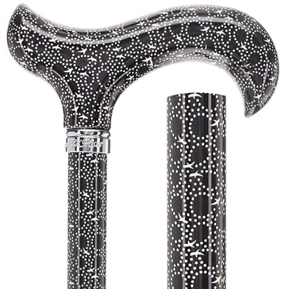 Royal RC Canes Walking Sticks for Men and Women - Stylish Designer Fashionable Adjustable Derby Canes - Lightweight Aluminum Cool Walking Sticks with HD Patterns - color: Back / White