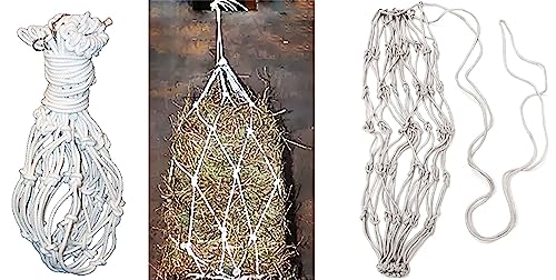 CHALLENGER Rope Braided Poly Horse Stall Trailer Hanging Slow-Feed Hay Bag 609SE-HayNetBag - color: Natural, size: 40"