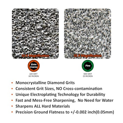 SHARPAL 163N Double-sided Diamond Sharpening Stone, 8 in. x 3 in. - size: 8 in. x 3 in. / 220&600 Grit