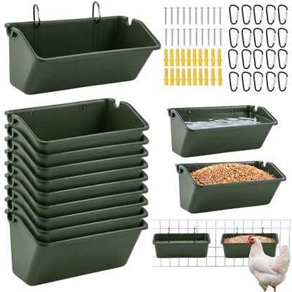 Wenqik 10 Pack Chicken Feeder,5 Quart Hanging Goat Waterer,Green - color: Green