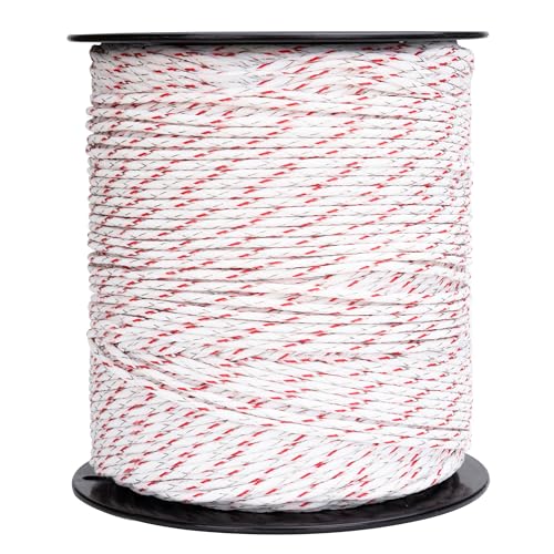Electric Fence Braided Wire, 1312 Feet, 4mm Diameter, Strength 200kg, Red | 3x0.2mm steel&3x0.2mm copper, Fits any reel for horses, 4X high conductivity, rustproof, weaving technique less to fall apart - color: Red