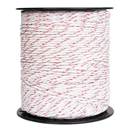 Electric Fence Braided Wire, 1312 Feet, 4mm Diameter, Strength 200kg, Red | 3x0.2mm steel&3x0.2mm copper, Fits any reel for horses, 4X high conductivity, rustproof, weaving technique less to fall apart - color: Red