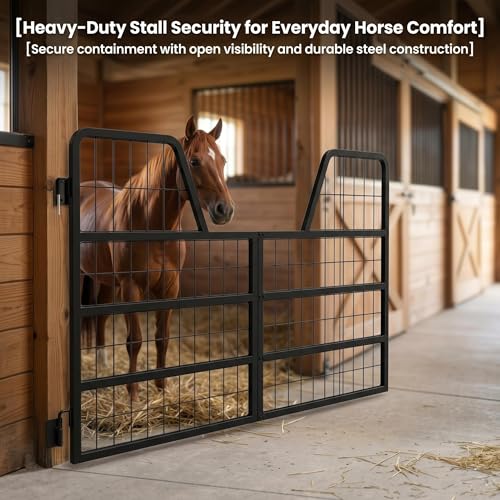 Welded Horse Stall Door, 48 x 32in Stall Guards for Horses with Two-Way Opening, Heavy Duty 0.8in Stall Gate, Stronger Horse Stall Guard Ideal for Standard Barn Doorways and Equestrian Properties