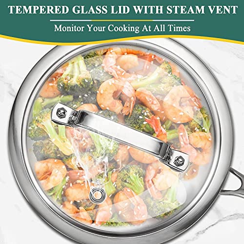 DELARLO Full-body Clad Tri-Ply Stainless Steel 3 Quart Saucepan with Lid - color: Silver, size: 3QT