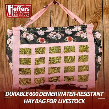 Jeffers Expression Extend Feed Hay Bag for Horses - Rose Garden