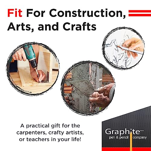GRAPHITE Hard Lead Carpenter Pencils Bulk - (1) Pack of 12 Pieces Lumber Wooden Pencil #2 (HB) - Black - color: Black, size: 12 Count (Pack of 1)