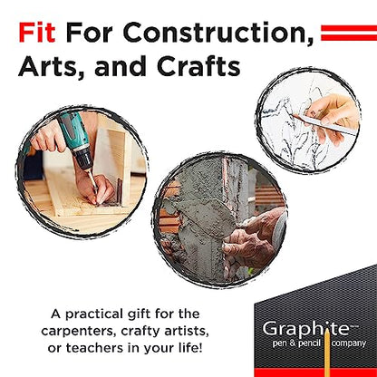 GRAPHITE Hard Lead Carpenter Pencils Bulk - (1) Pack of 12 Pieces Lumber Wooden Pencil #2 (HB) - Black - color: Black, size: 12 Count (Pack of 1)