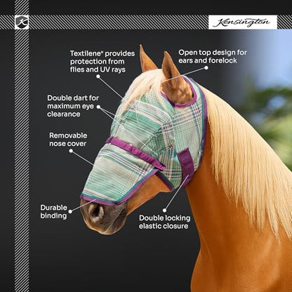 Fly Mask with Removable Nose, X-Large, Lavender Mint - size: XL (Large Horse)