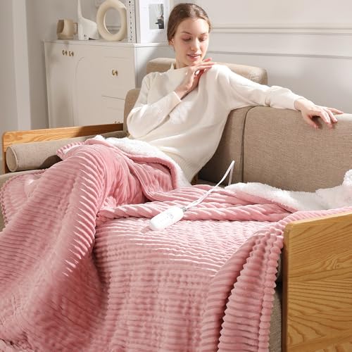 Pink Heated Blanket Full Size Electric Blanket Full 72X84 Machine Washable - color: Dusty Rose, size: Full(72"x84")