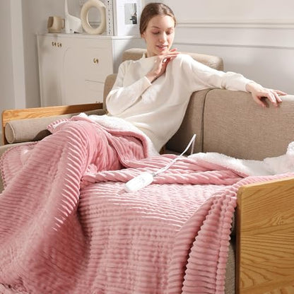 Pink Heated Blanket Full Size Electric Blanket Full 72X84 Machine Washable - color: Dusty Rose, size: Full(72"x84")